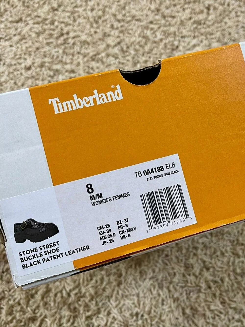 Timberland Women's Patent Leather Stone Street Platform Buckle Shoes, Size 8
